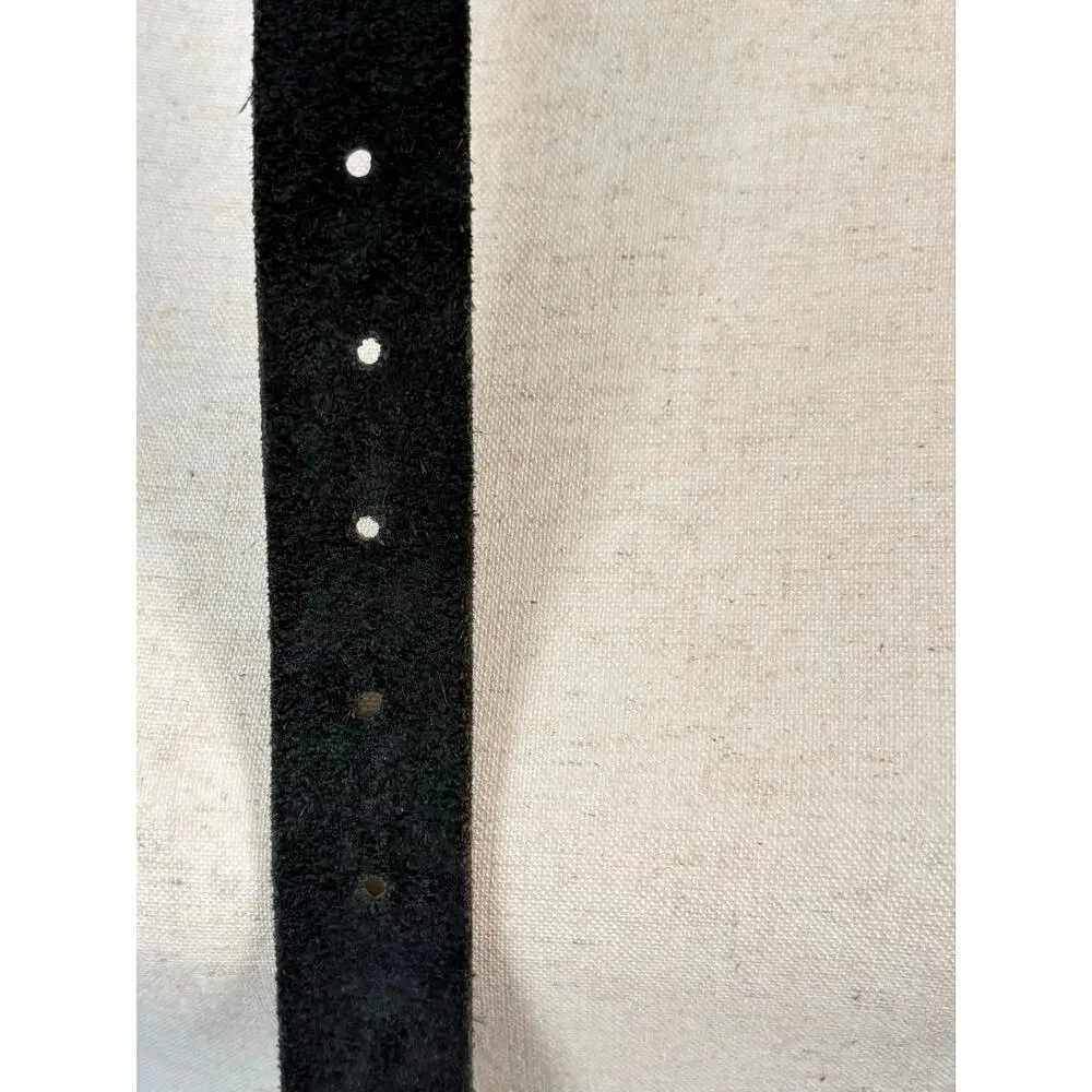 Conch Belt Black Leather Floral Aztec Silver Tone Patina Women’s Size S